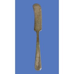 Antique Master Butter Knife Silver Plate Geometric Floral Art Deco VTG 1915 30s‎